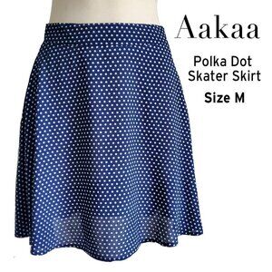 AAKAA Rockabilly Skater Skirt Navy & White Polka Dot Size M